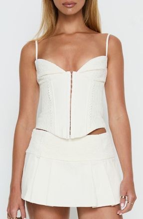 Princess Polly Francee Lace Corset Top in Cream at Nordstrom, Size 12