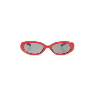 Maison Margiela Sunglasses, unisex, Red, Size: ONE SIZE Leather-Look Oval Sunglasses