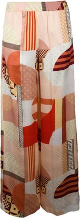 Fendi Wide Trousers, female, Multicolor, Size: S Satin Pantalone