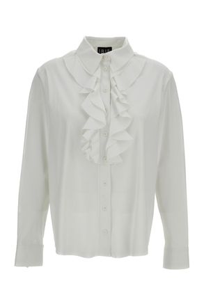 Iri&eacute; White Ruffled Long-Sleeve Casual Shirt