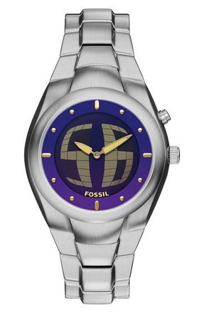 Fossil Archival Big Tic Anadigi Bracelet Watch, 40mm in Silver at Nordstrom