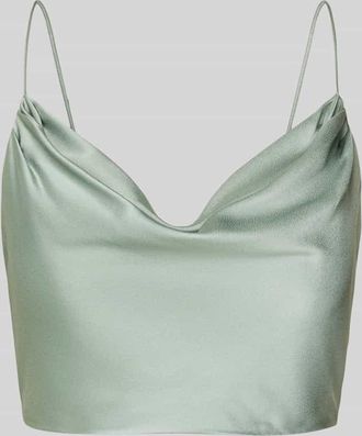 Jake*s Crop Top mit Wasserfall-Ausschnitt in Khaki Melange, Gr&ouml;&szlig;e 38