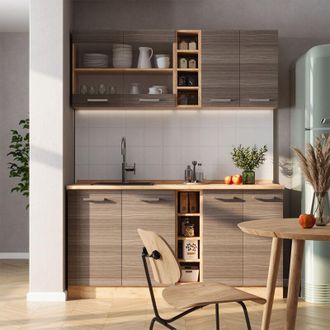 Vicco Cocina Vers&aacute;til R-line, Gris Noble/roble Dorado, 160 Cm, Et M&aacute;rmol