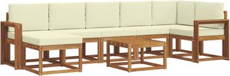 vidaXL Conjunto De Sof&aacute;s De Exterior 8 Uds. Natural Y Crema Vidaxl