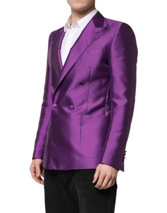 Dolce & Gabbana Double-Breasted Formal Blazer - Purple
