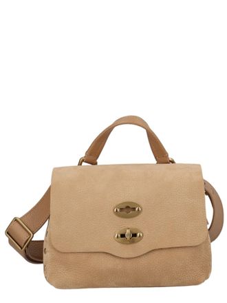 Zanellato Structured Beige Shoulder Bag With Gold-Tone Hardware And Eyelet Details