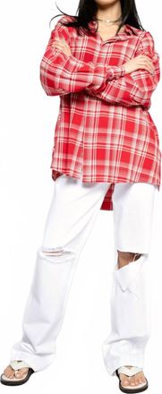 Rta Sierra Shirt In Red Plaid