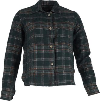 Isabel Marant Plaid Buttoned Long Sleeve Shirt in Olive Cotton