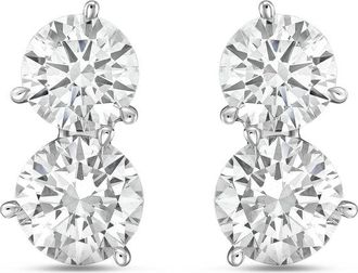 Diana M. Jewels 14K WG Gold 2 Stone Earrings 15.00 Ct Tw