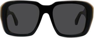 Loewe Signature 53mm Square Sunglasses in Shiny Black /Smoke at Nordstrom