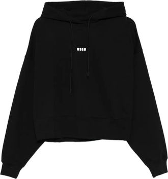 Msgm Top con cappuccio e logo - Nero