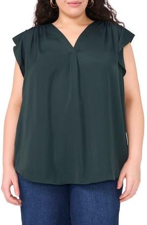 Vince Camuto Ruffle Shoulder Sleeveless Blouse in Forest Night at Nordstrom Rack, Size 2X