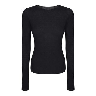 Issey Miyake Long Sleeve Tops, female, Black, Size: M Round-neck Long Sleeve Top