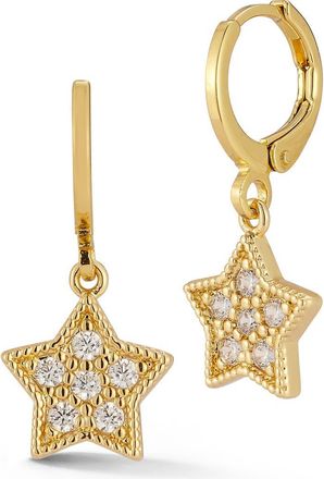 Sphera Milano Cubic Zirconia Drop Huggie Hoop Earrings in Gold at Nordstrom Rack