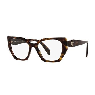 Prada Pr18Wv Havana Acetate Squared Cat-Eye Optical Glasses
