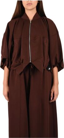 Meimeij Bomber con taglio asimmetrico - - Jackets - Donna - Marrone - L