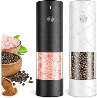 OEM Juego De 2 Molinillos El&eacute;ctricos De Sal Y Pimienta, Recargables (no Requieren Pilas), De Gran Capacidad Y Autom&aacute;ticos, Con Luz Led C&aacute;lida Y Grosor Aju