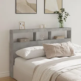 vidaXL Cabecero De Cama Con Luz Led Gris Hormig&oacute;n 160x17x102 Cm Vidaxl