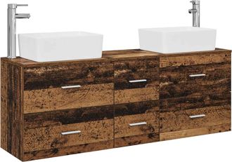 vidaXL Juego De Muebles De Ba&ntilde;o 3 Uds. Madera Envejecida Vidaxl