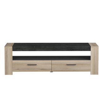 Calicosy Mueble de TV 2 cajones 1 balda amplia 152 cm - Acabado roble y pizarra