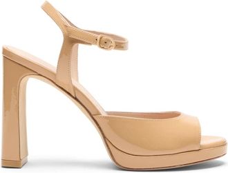 Stuart Weitzman Babette Platform - Dames - Sandalen met hakken - Beige - 40 1/2 EU - Leer - Schoenen
