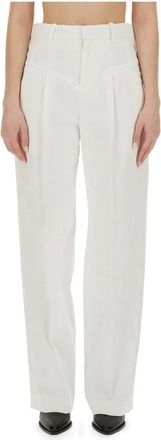 Isabel Marant Staya Broek - Dames - Straight fit broeken - Wit - M - Katoen - Broeken