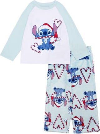 Âmè Kids x Disney Stitch Holiday Butter Long Pajamas in Blue at Nordstrom Rack, Size 2