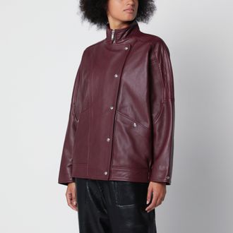 Anine Bing Burgundy Sandy jacket in pebbled leather