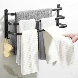 OEM Toallero De Ba&ntilde;o, Barras Para Toallas Adhesivas Negras Para Montaje En Pared Para Ducha Y Cocina, Barras Impermeables Para Puerta Con Gancho 502414.4c