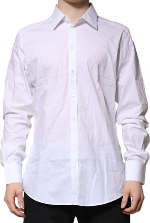 Dolce & Gabbana White GOLD Long Sleeves Dress Formal Mens Shirt
