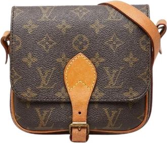 Louis Vuitton Pre-owned Monogram Mini Cartouchiere Shoulder Bag - Dames - Vintage Schoudertas - Bruin - ONE Size - Leer - Vintage
