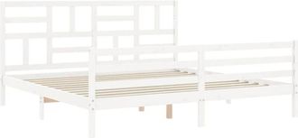 vidaXL Estructura Cama De Matrimonio Con Cabecero Madera Maciza Blanco Vidaxl
