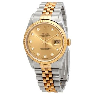 Rolex Pre-owned Rolex Datejust Automatic Diamond Champagne Dial Mens Watch 16233CDJ