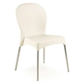 Dmora Silla De Exterior Linder, Una Silla, Apilable Hecha En Italia, Soporta 120 Kg, Beige