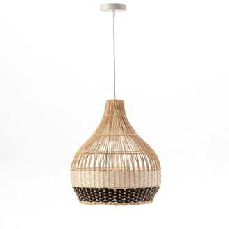 Els Banys L&aacute;mpara techo mimbre rat&aacute;n beige