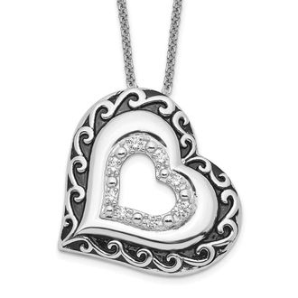 Diamond2Deal Sterling Silver Cubic Zirconia Antiqued Mother Of the Bride Necklace