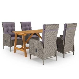 vidaXL Juego De Comedor Para Jard&iacute;n 5 Piezas Gris Vidaxl