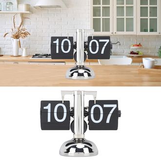 OEM Reloj Plegable Retro - Reloj Lateral Negro Fabricado En Acero Inoxidable 304 Con Bater&iacute;a Grande, 16,5 X 20 X 10 Cm, Para Oficina U Hogar