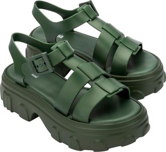 Melissa Ella Ankle Strap Platform Sandal in Dark Green at Nordstrom, Size 10