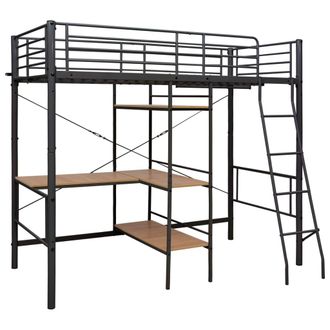 vidaXL Estructura De Litera Con Mesa De Metal Gris 90x200 Cm Vidaxl