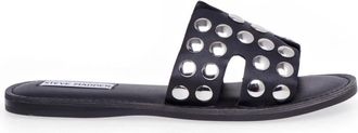 Steve Madden Marineblauwe Polka Dot Open Teen Slippers - Dames - Sandalen - Zwart - 37 1/2 EU - Leer - Schoenen
