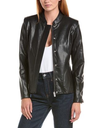 Via Spiga Peplum Faux Leather Jacket