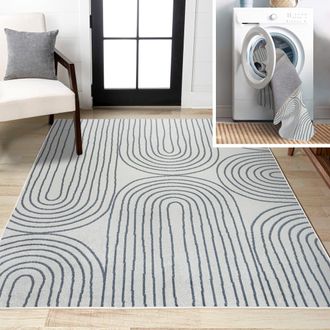 Jonathan Y Designs Doodle Contemporary Glam Geometric Machine-Washable Area Rug in Cream/dark Gray at Nordstrom, Size 3Ft 0In X 5Ft 0In