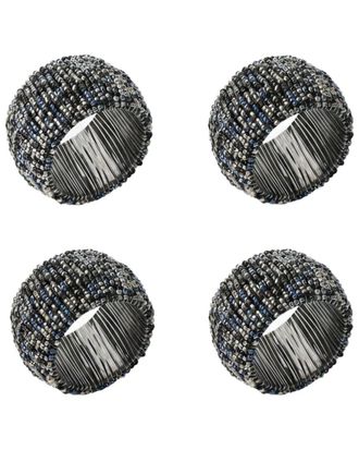 Tiramisu Set Of 4 Midnight Shimmer Beaded Napkin Rings