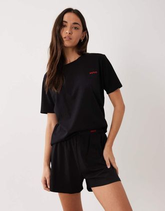 HUGO BOSS Hugo Bodywear - T-shirt da casa nera con logo in coordinato-Nero