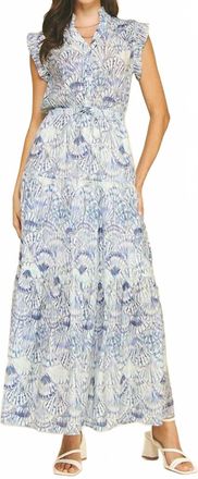 Pinch Design Shellscape Watercolor Maxi Dress In Blue