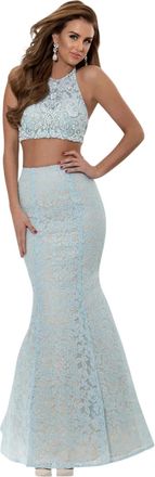 Jasz Couture Elegant Sleeveless Gown In Light Blue