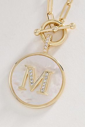 Melinda Maria Love Letters Medallion Monogram Necklace