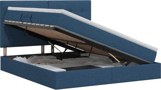 vidaXL Cama Con Almacenamiento Y Colch&oacute;n Azul 140 X 200 Cm Tela Vidaxl