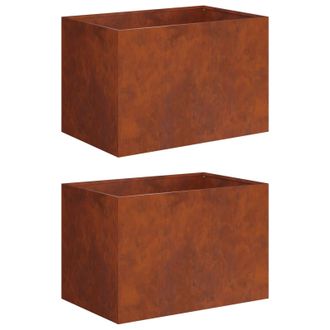vidaXL Macetero De Jard&iacute;n 2 Uds. Oxidado 50 X 40 X 40 Cm Acero Oxidado Vidaxl